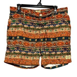 Obey Aztec Tribal Print Swim Shorts‎ Mens Size 34 Y2K Surfercore Summer Vacation